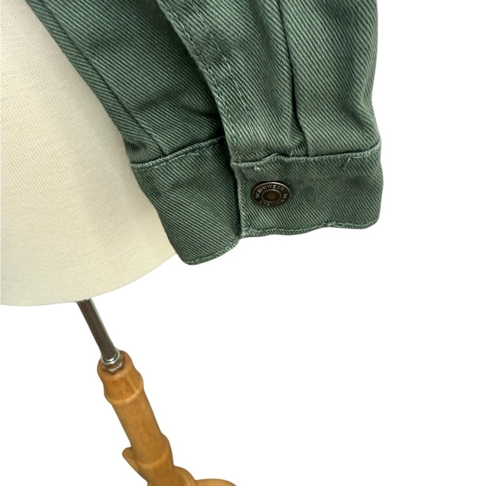 STOOSH Green Cropped Denim Button-Up Jacket Small - Picture 3 of 7